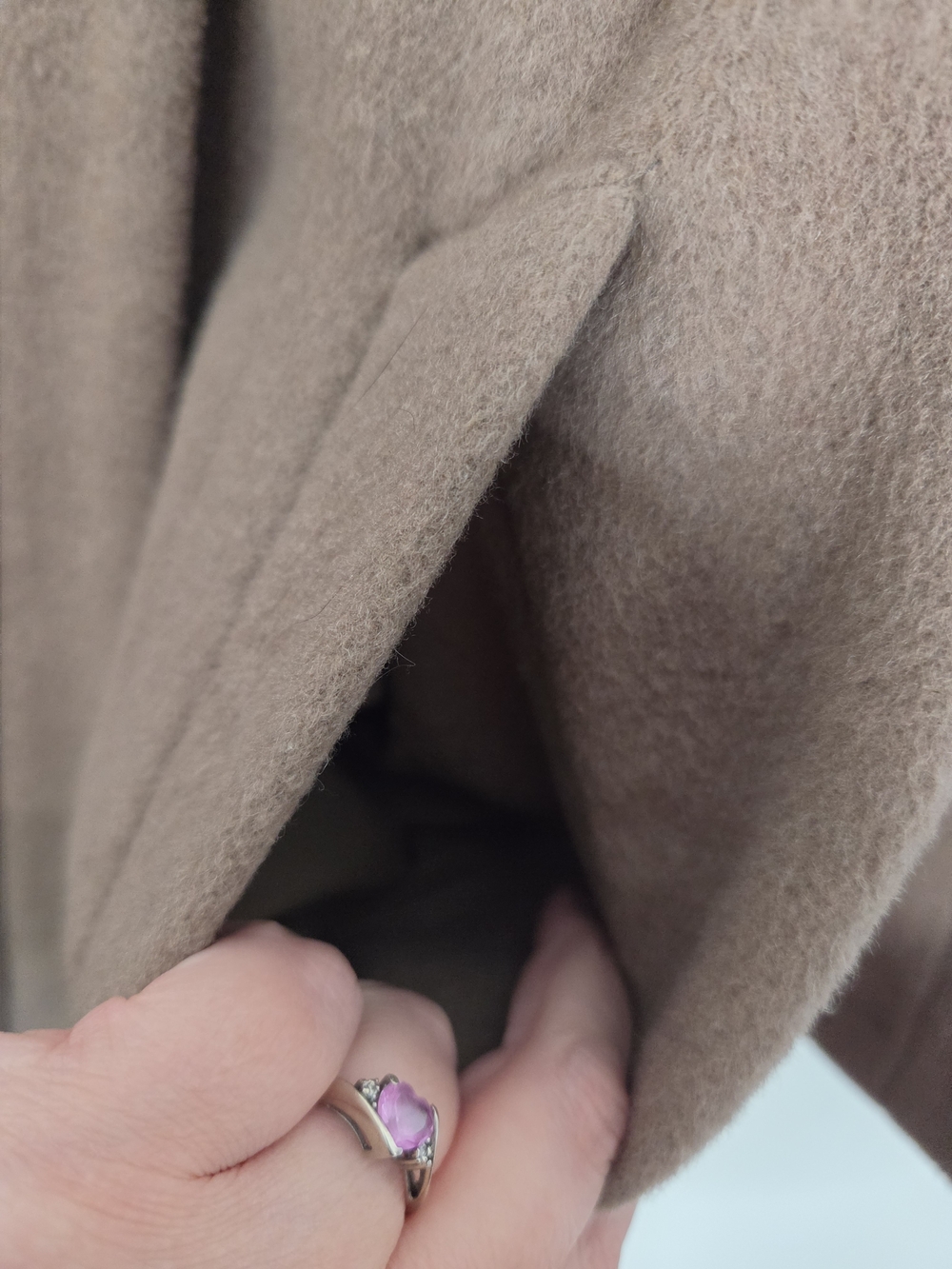 Cole Haan Camel Wool Blend Oversized Hooded Cape Collar Coat Size 10 - Picture 5 of 12